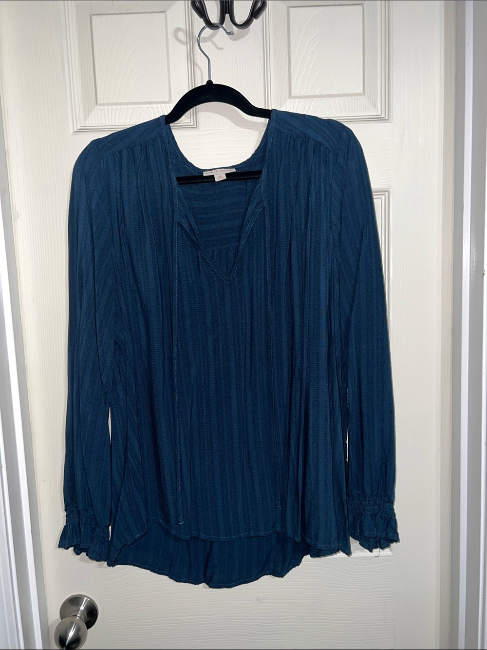 Knox Rose Blue Long-Sleeve Peasant Blouse